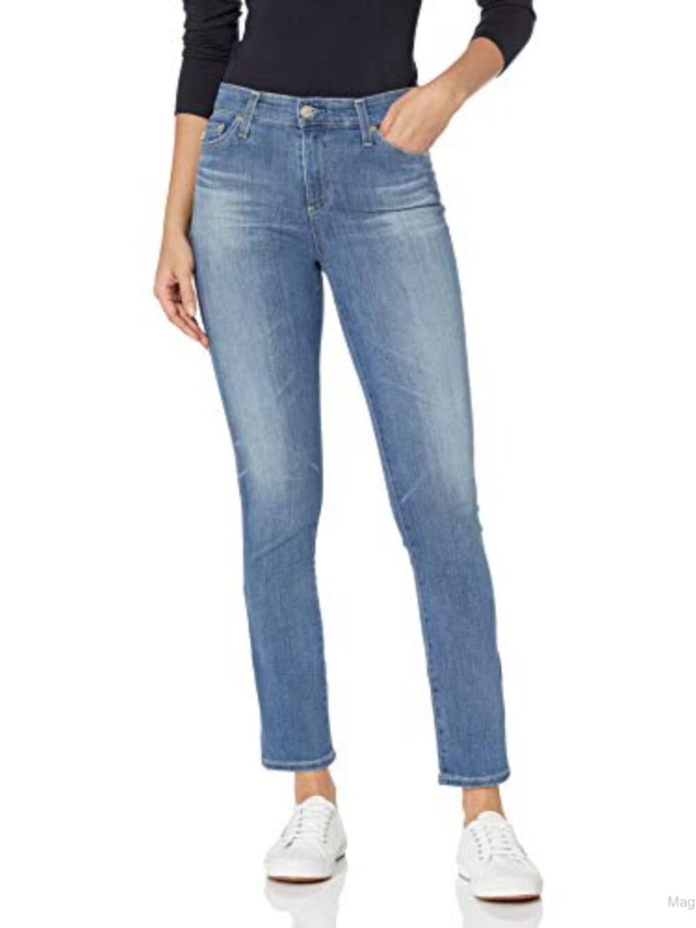 High-Rise Slim Fit Straight Leg Ankle Jeans 5-Pocket Cotton Blend